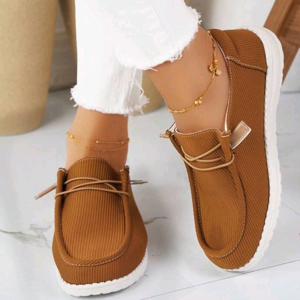 SHEIN Brown and White Flats Moccasin Loafers